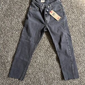 Levi's 501 black Slim Jeans with Raw Hem